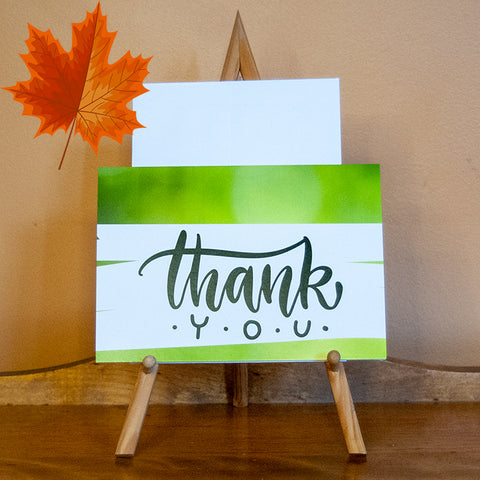 Thank you card - green & white