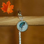 Silver tone metal bookmark - Coloured Feather Charm