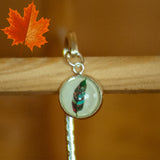 Silver tone metal bookmark - Coloured Feather Charm