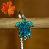 Silver tone metal bookmark - Coloured Turtle Charm