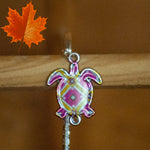 Silver tone metal bookmark - Coloured Turtle Charm