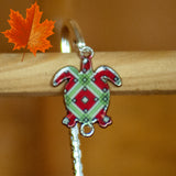 Silver tone metal bookmark - Coloured Turtle Charm